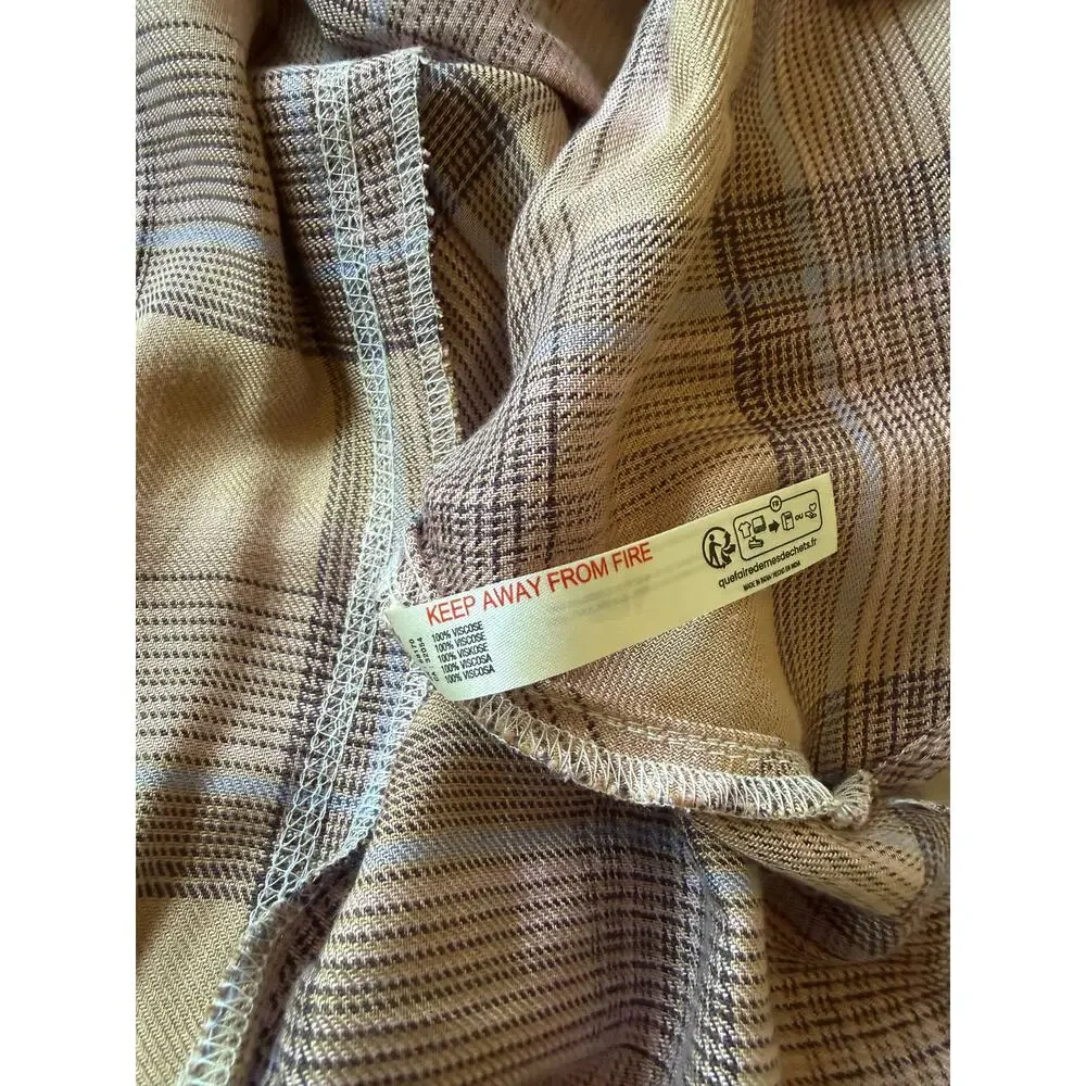 free people fallin' for flannel‎ sleep shirt tan & pink combo women size small
